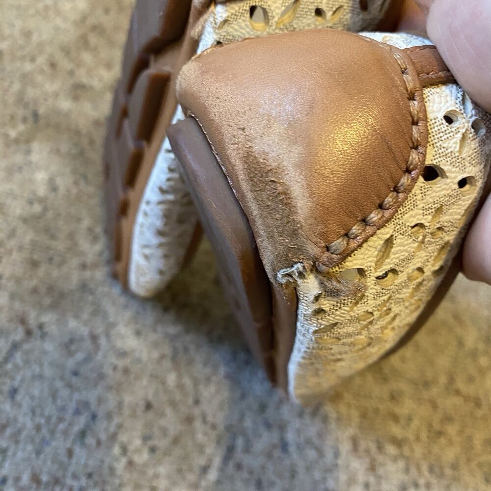 MichaelKors Fulton Cream Brown Gold Cut Out Perforated Moccasins Loafer Shoes 9M - Picture 5 of 12